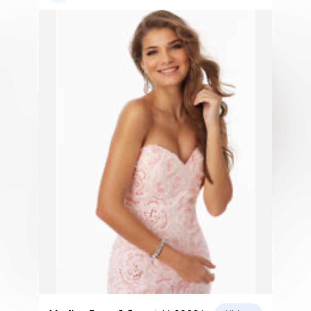 Jessica McClintock light pink and white lace sweetheart dress 12